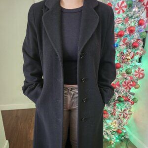 Jones New York Long Black Wool Blend Coat Women’s Size 8